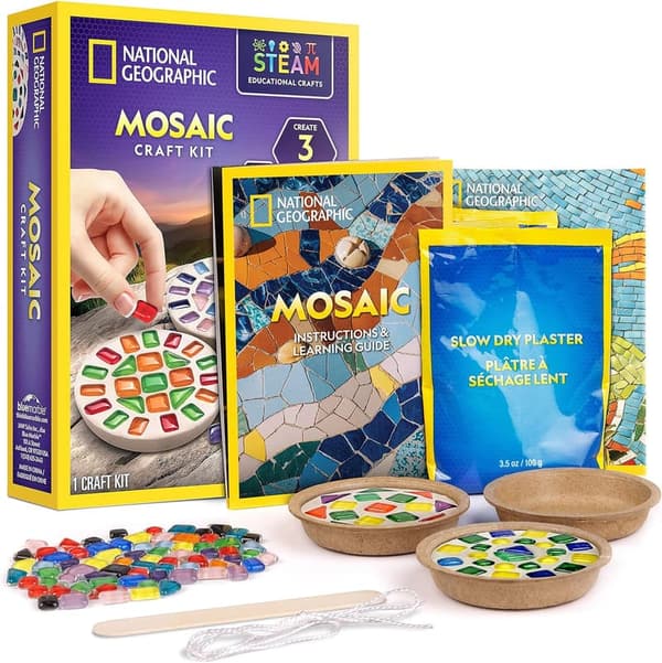 Kids' Mosaic Arts and Crafts Kit with Glass Tiles & Templates