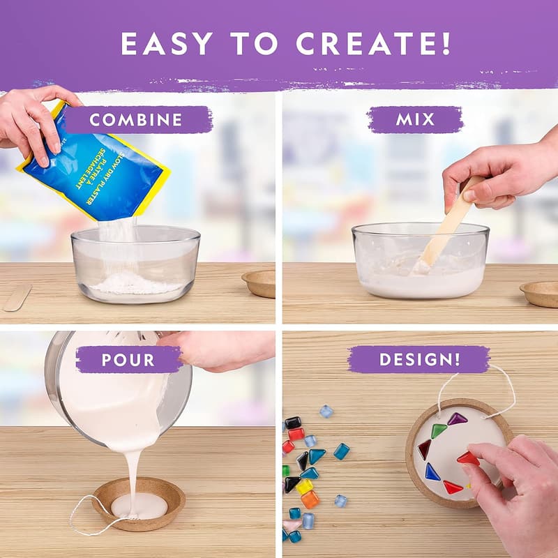 Kids' Mosaic Arts and Crafts Kit with Glass Tiles & Templates