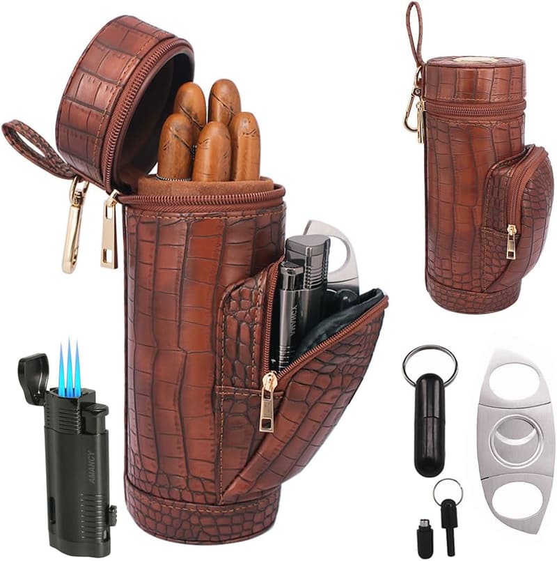 Travel Cigar Humidor with Built-in Hygrometer for Men