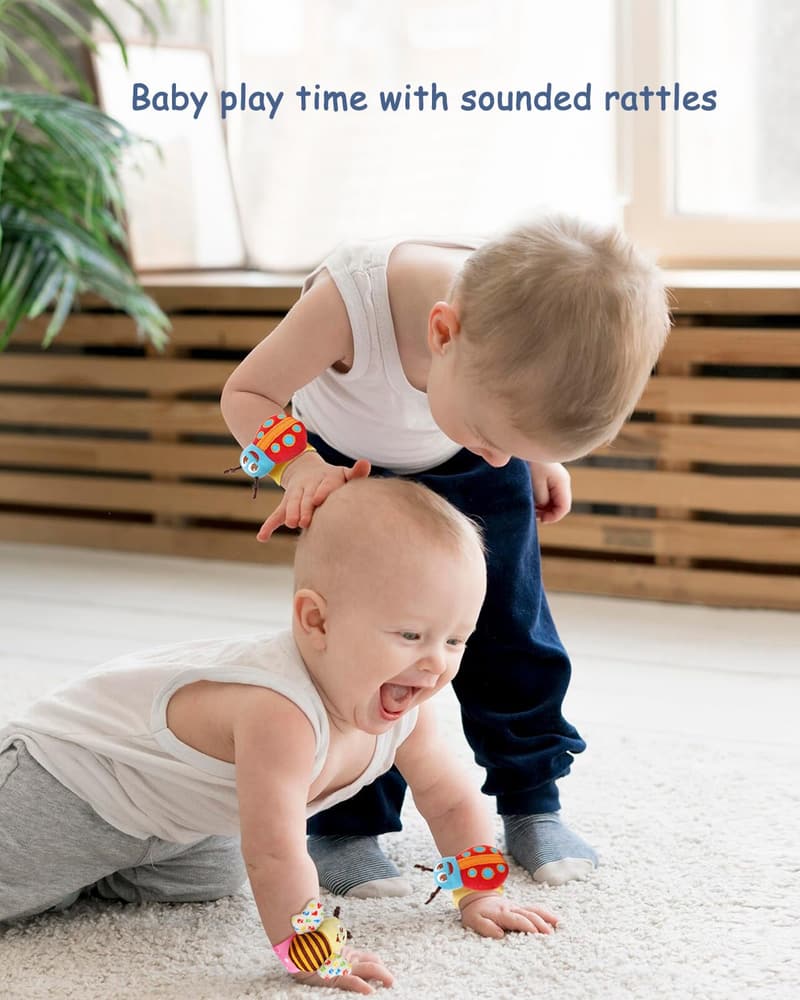 Baby Shower Gift Set: Baby Rattles & Wrist Sock Toys