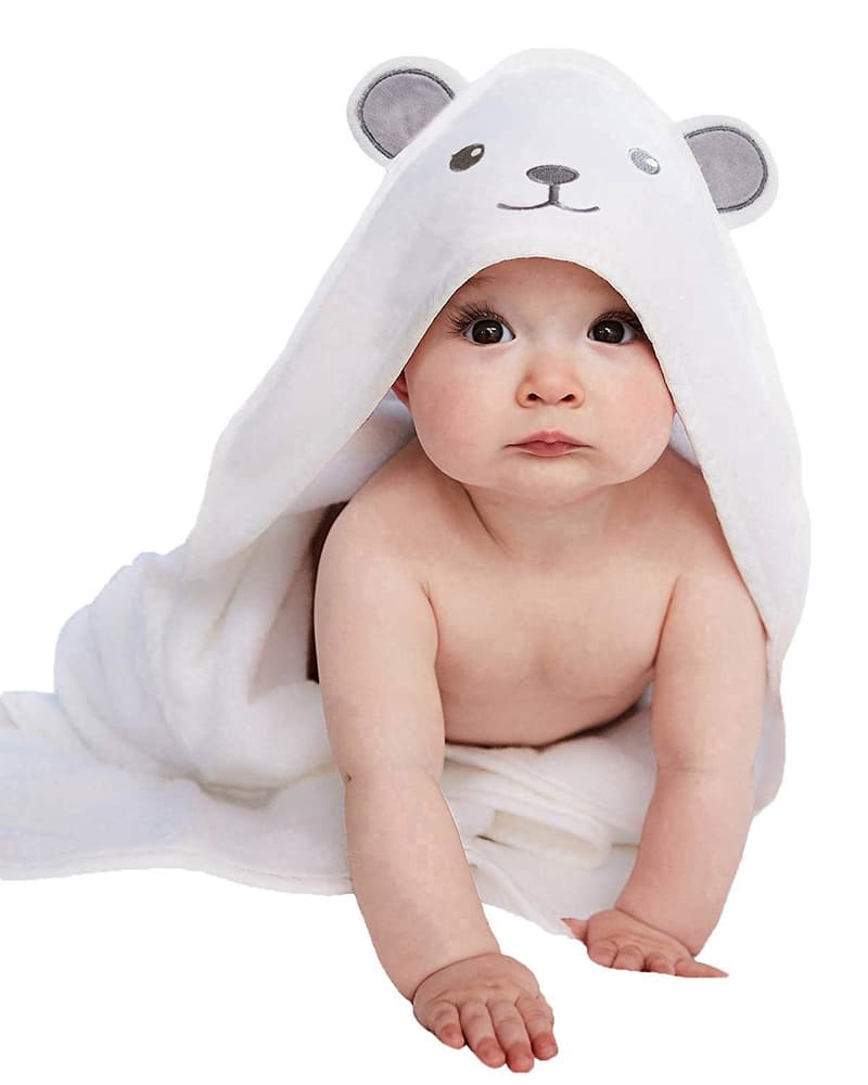 Baby Hooded Towel with Bear Ears - Bamboo Rayon, 30 x 30 Inch