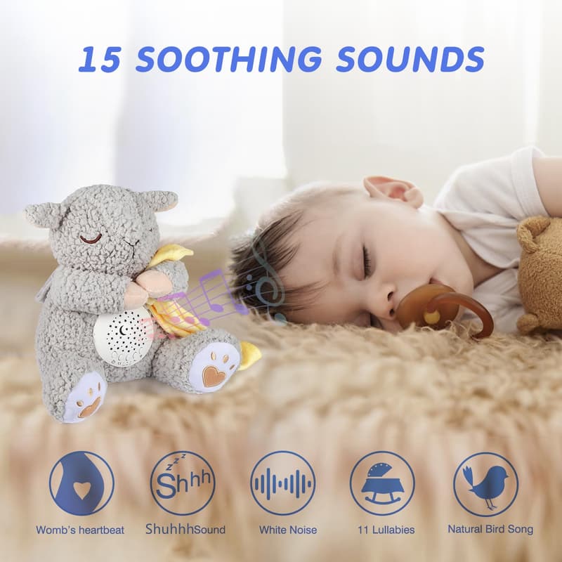 Baby White Noise Sheep Soother with Heartbeat Lullabies