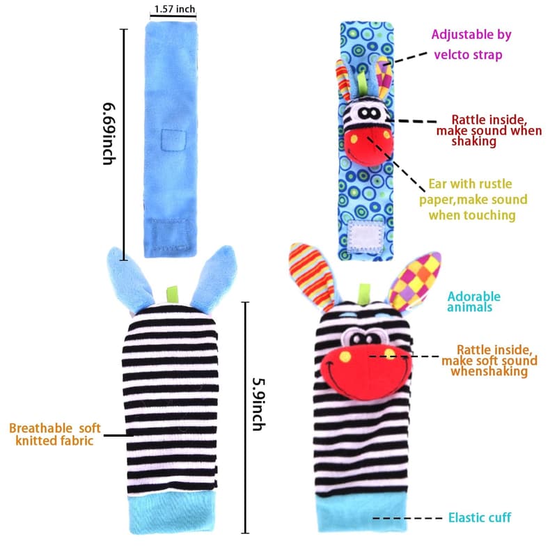 Newborn Soft Sensory Rattle Sock Set for Babies