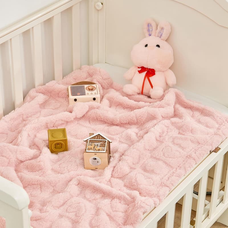 Ultra Soft Heart Checkered Baby Blanket for Infants, 30”×40”