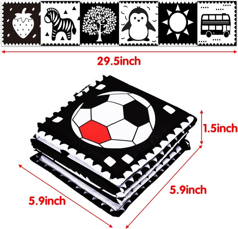 Black and White Soft Crinkle Book for Baby Sensory Development