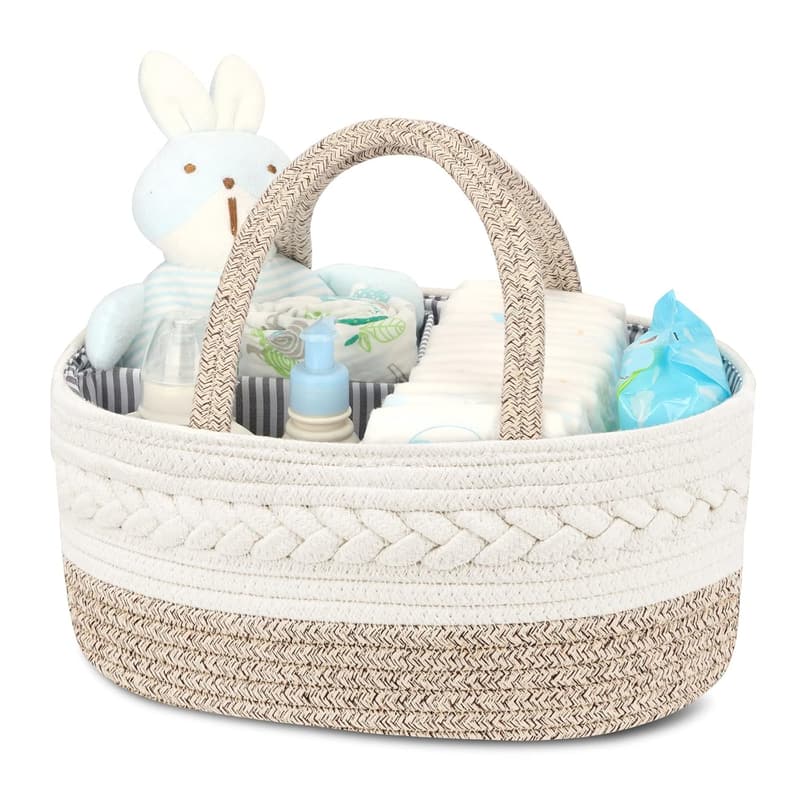 Portable Cotton Rope Diaper Caddy Organizer for Baby Shower