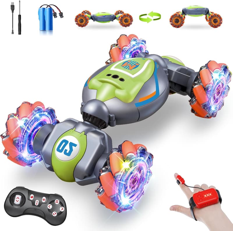 Gesture Remote Control Stunt Car for Kids - Green