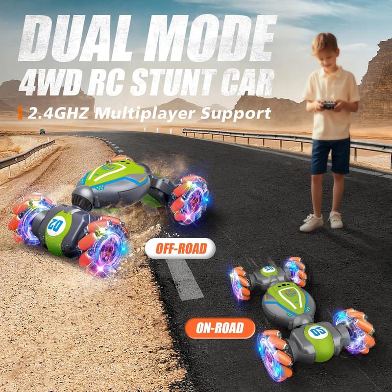 Gesture Remote Control Stunt Car for Kids - Green