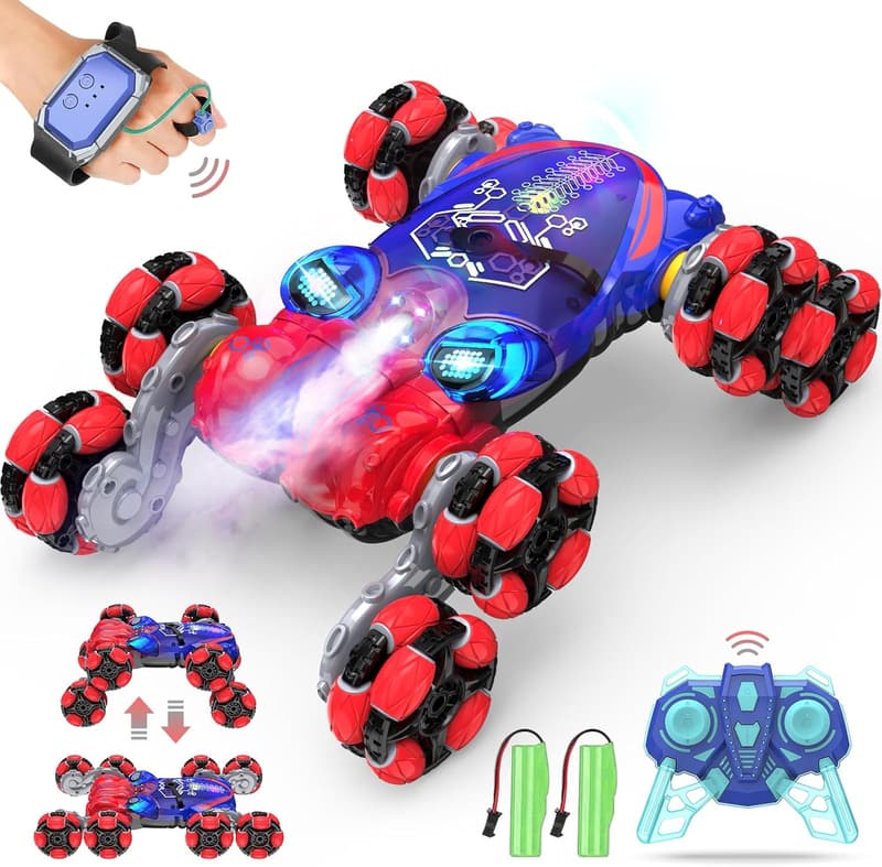 Gesture-Sensing RC Stunt Car with Spray Lights for Boys 8-13