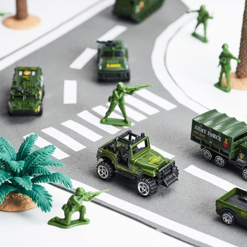 25-in-1 Green Military Truck Toy Set with Lights & Sounds