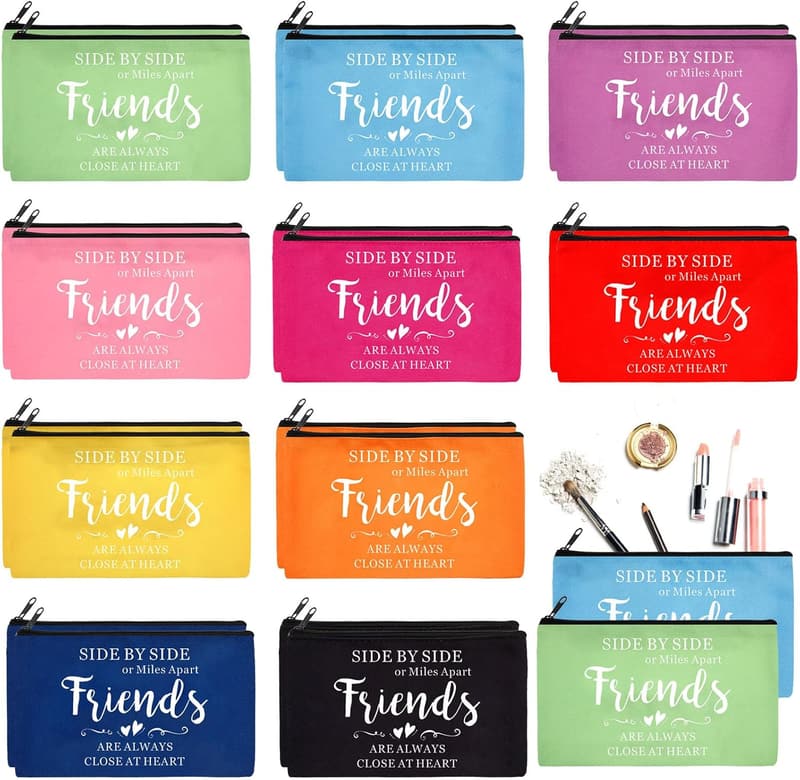 Friendship Makeup Pouches – 20 Pcs Bulk Gift Set for Women