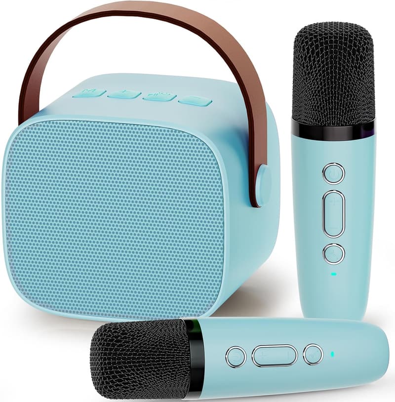 Kids' Karaoke Machine with 2 Wireless Microphones - Portable Bluetooth