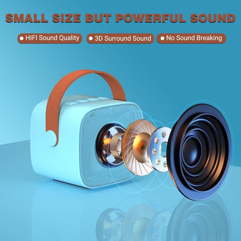 Kids' Karaoke Machine with 2 Wireless Microphones - Portable Bluetooth