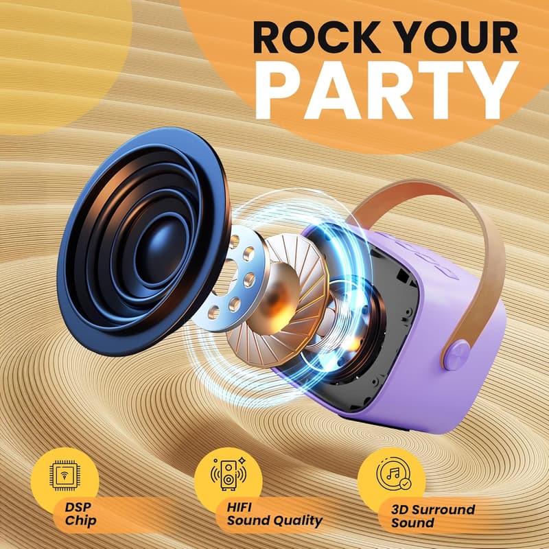 Portable Karaoke Machine with 4 Wireless Microphones for Kids