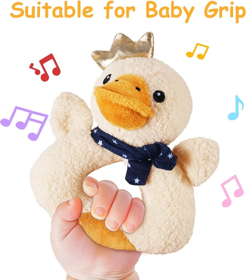 Infant Soft Farm Animal Rattles - Newborn Gift for Boys & Girls