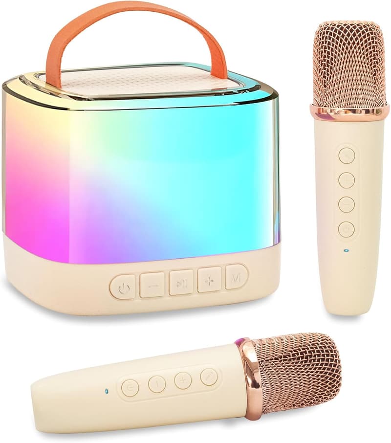 Kids' Karaoke Machine with Wireless Microphone & Lights - Birthday Gift