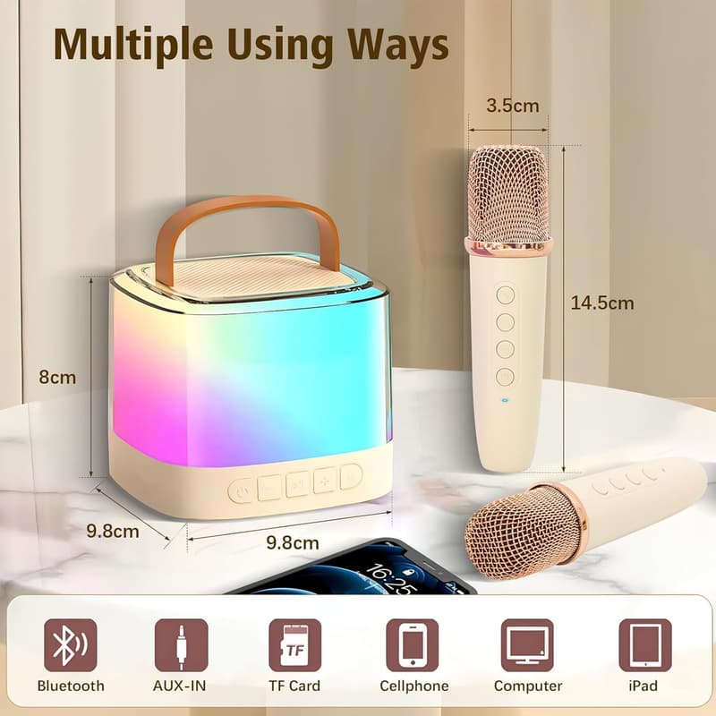 Kids' Karaoke Machine with Wireless Microphone & Lights - Birthday Gift