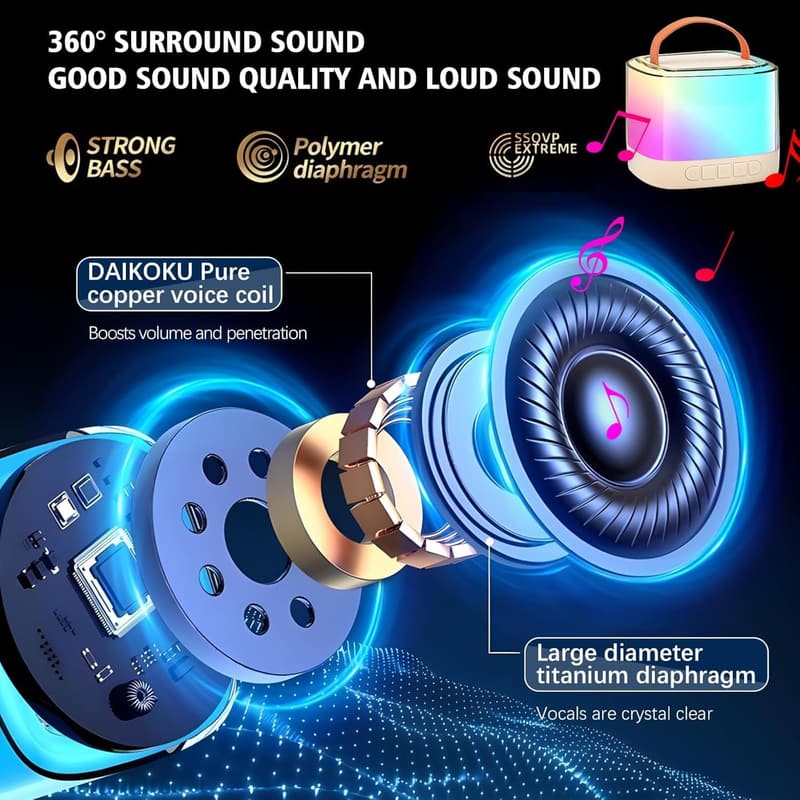Kids' Karaoke Machine with Wireless Microphone & Lights - Birthday Gift