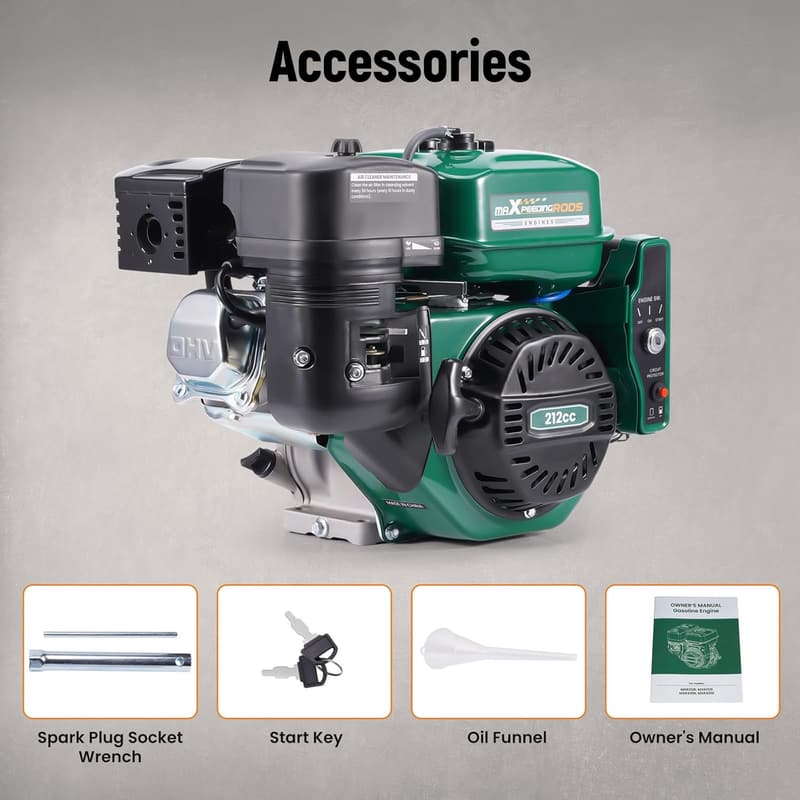 212cc Gas Engine with Electric Start for Go-Karts and Lawn Mowers