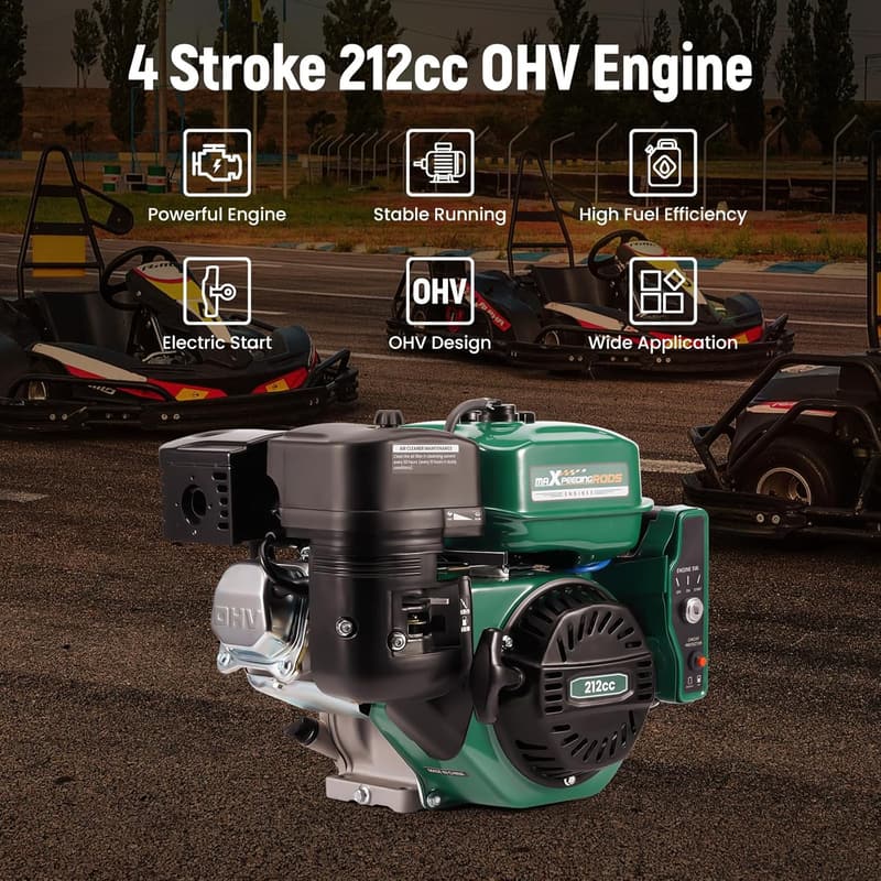 212cc Gas Engine with Electric Start for Go-Karts and Lawn Mowers