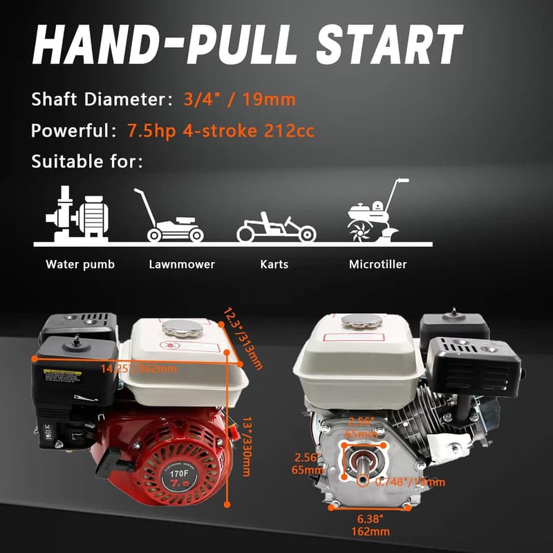 Gasoline Engine 7.5HP 212cc 4-Stroke for Go Karts & More