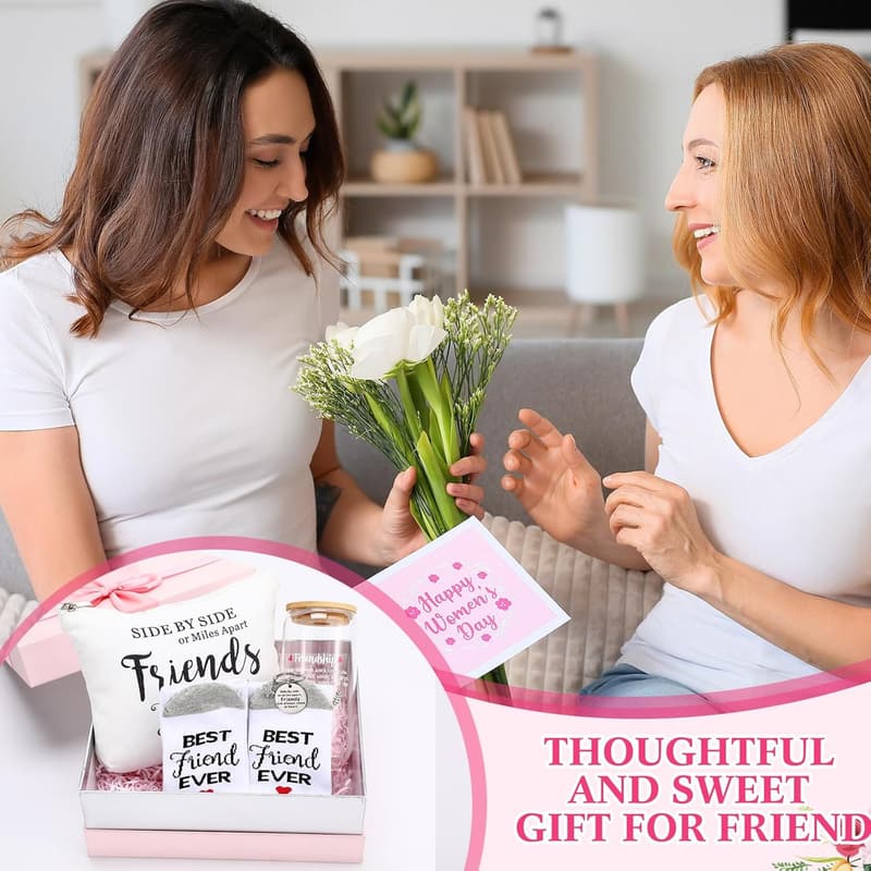 Bestie Appreciation Gift Set for Women - Tote, Cup, Socks, Keychain