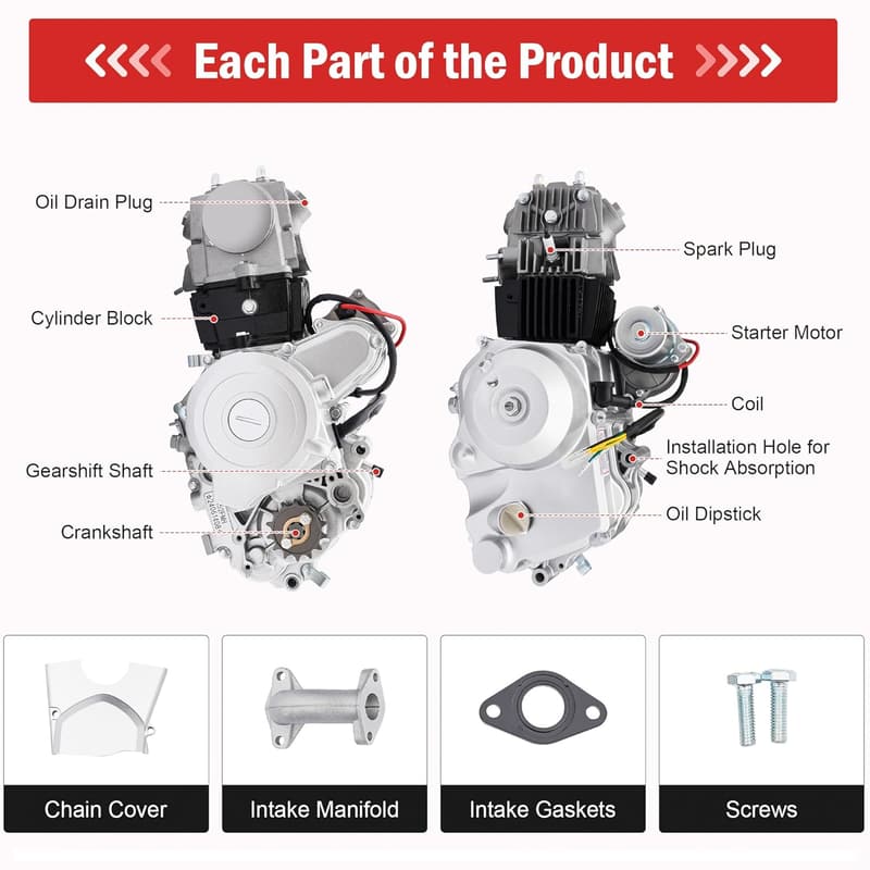 110CC 4-Stroke Electric Start Motor for ATVs and Go Karts