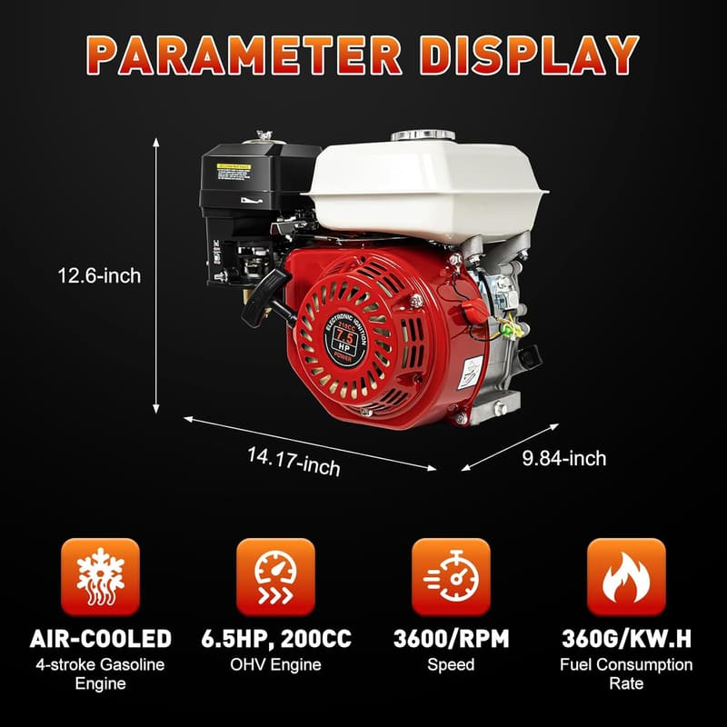 6.5 HP Gas Go Kart Engine, 4 Stroke, Industrial Grade