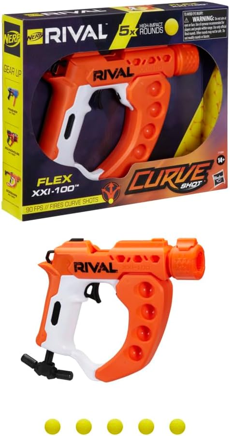 Nerf Rival Curve Shot Blaster with 5 Flex Rounds