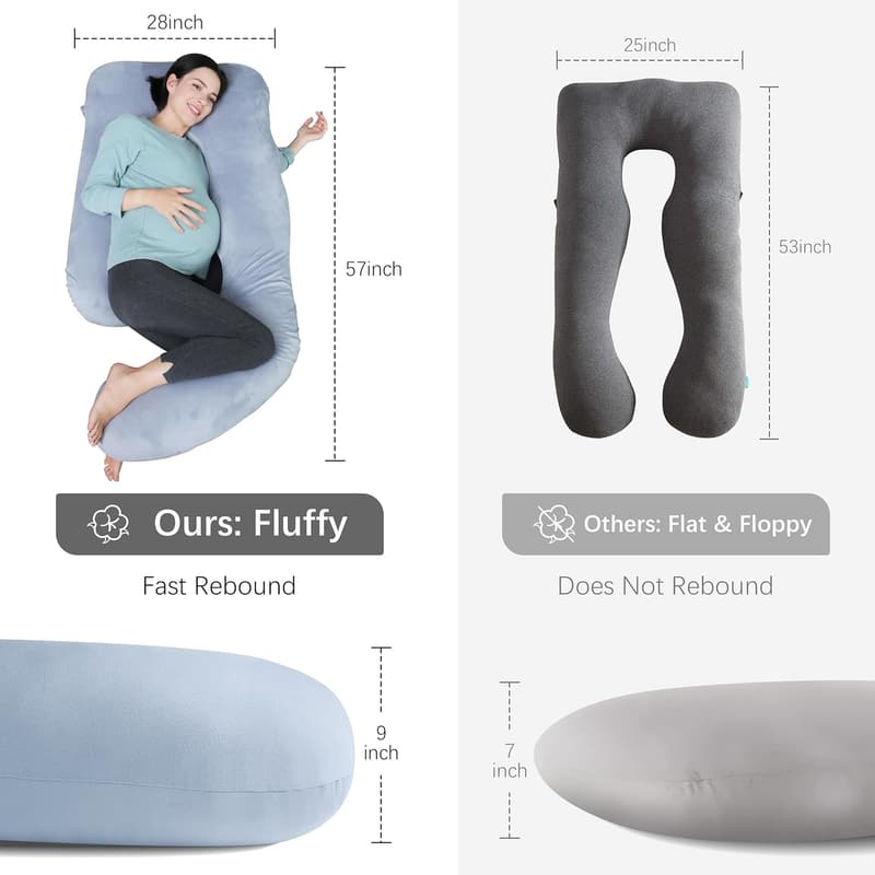 U-Shaped Pregnancy Pillow with Removable Cover - 57 Inch
