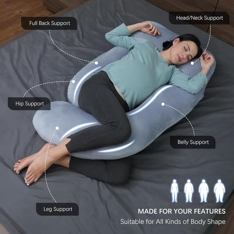 U-Shaped Pregnancy Pillow with Removable Cover - 57 Inch