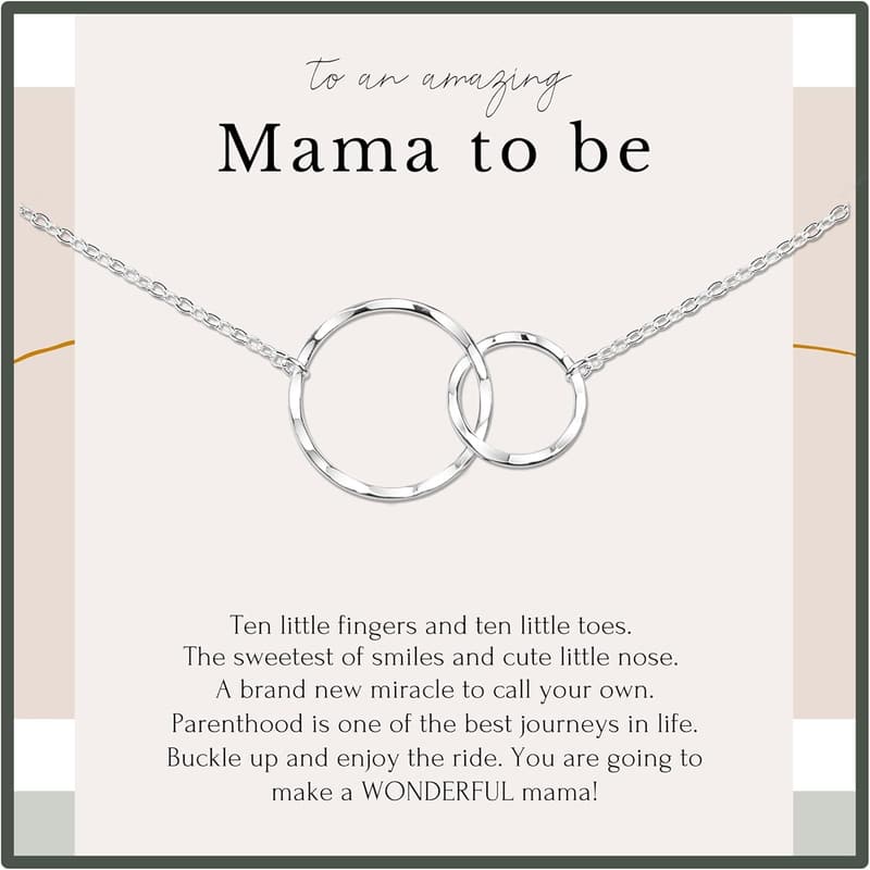 Expecting Mom Necklace - Sterling Silver Double Circle Pendant