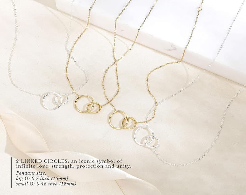 Expecting Mom Necklace - Sterling Silver Double Circle Pendant