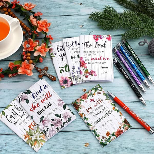Inspirational Mini Christian Notepads & Pens - Set of 24