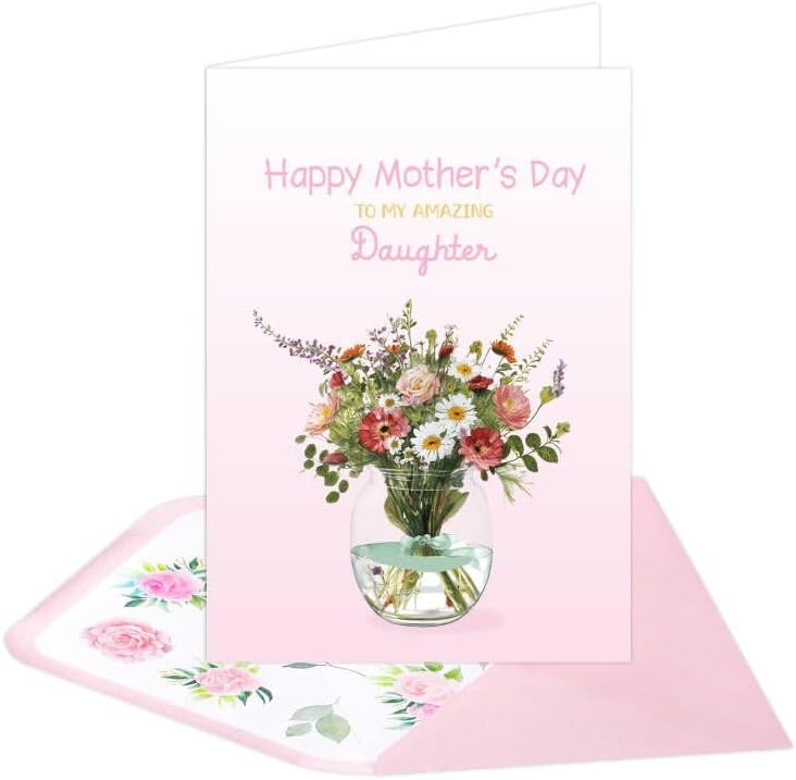 Happy Mother's Day Card for Daughter - 5x7 with Envelope