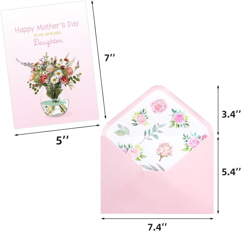Happy Mother's Day Card for Daughter - 5x7 with Envelope