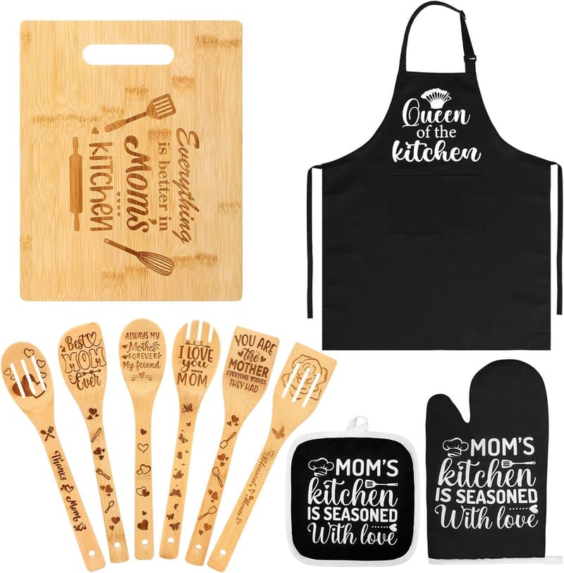 Mother's Day Kitchen Gift Set with Cutting Board & Utensils