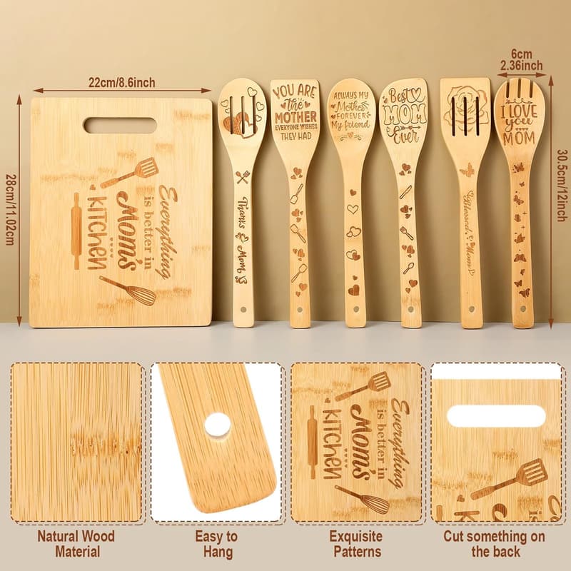 Mother's Day Kitchen Gift Set with Cutting Board & Utensils