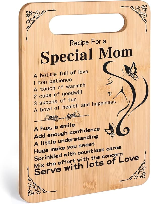 Mother's Day Natural Bamboo Cutting Board Gift for Mom