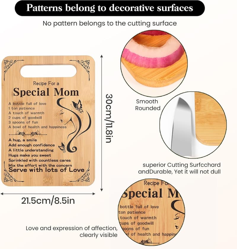 Mother's Day Natural Bamboo Cutting Board Gift for Mom