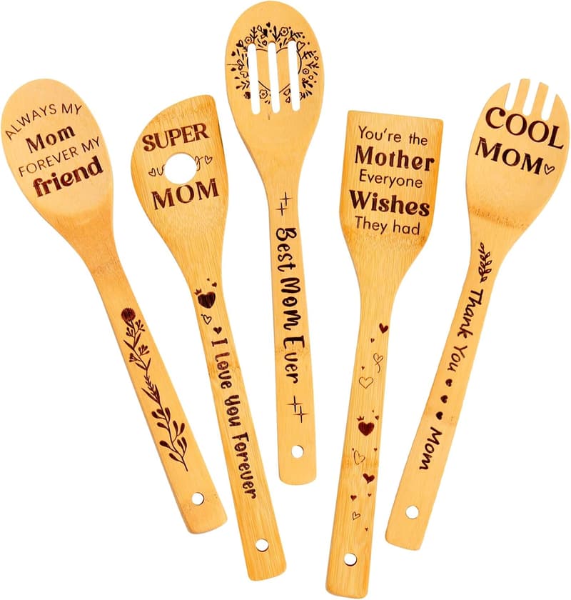 Mother's Day Wooden Cooking Spoons Set for Mom