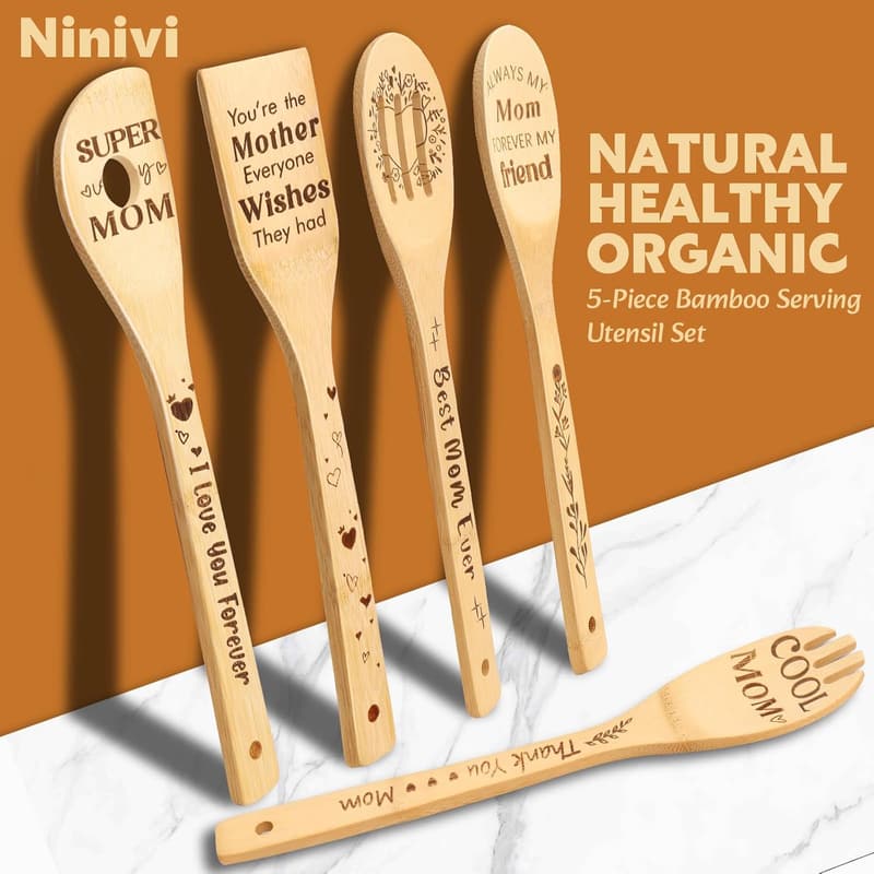 Mother's Day Wooden Cooking Spoons Set for Mom