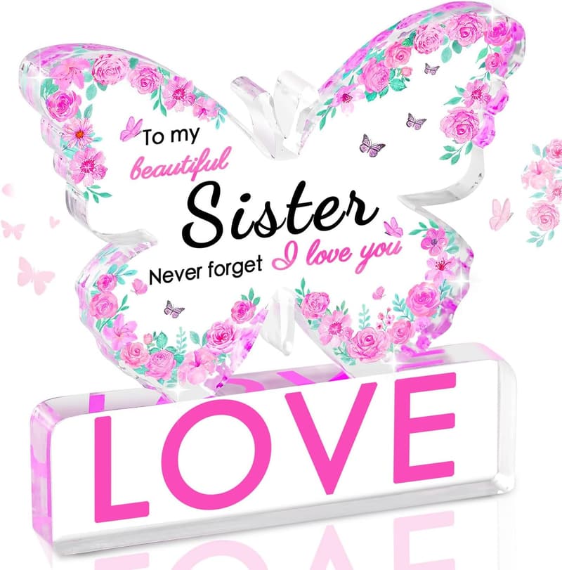 Mother's Day Acrylic Butterfly Engraved Plaque for Sister