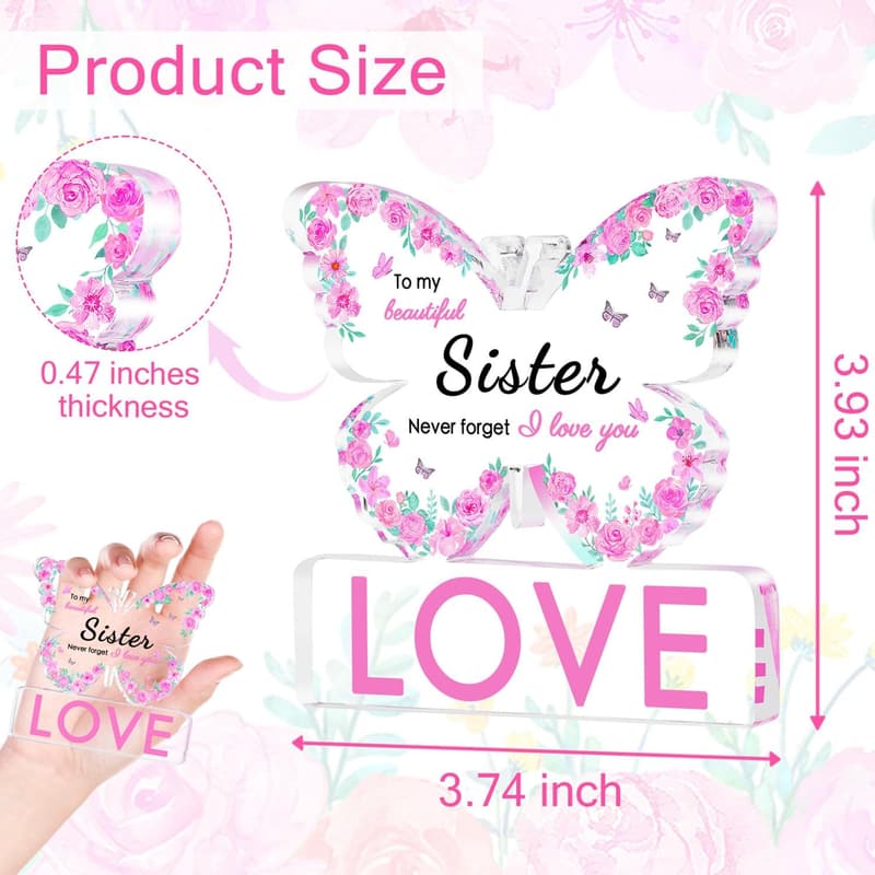 Mother's Day Acrylic Butterfly Engraved Plaque for Sister