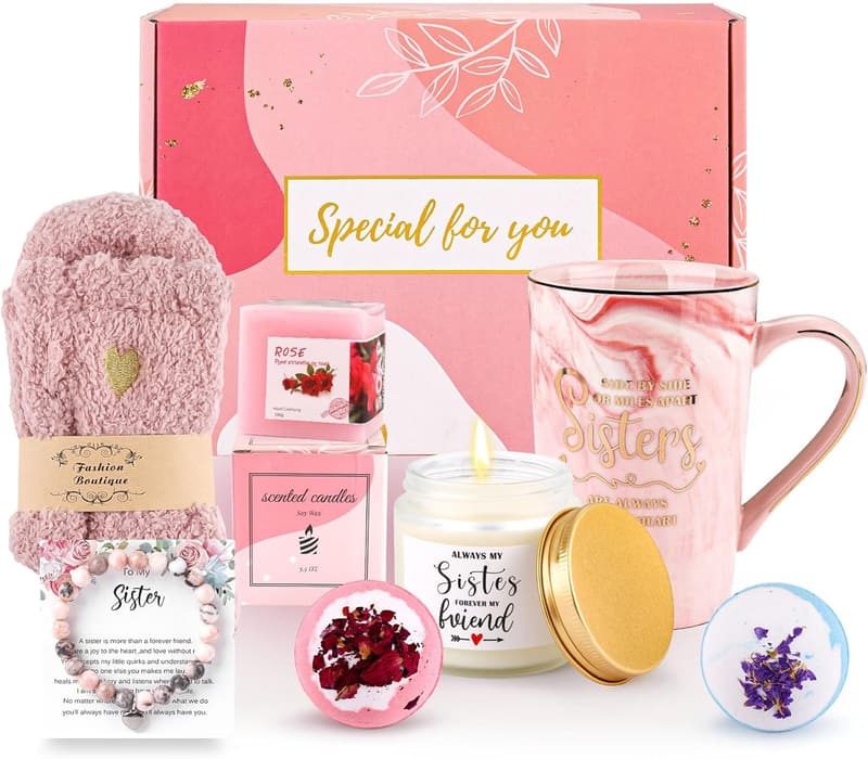 Sister Birthday Gift Set: Bracelet, Mug & Socks