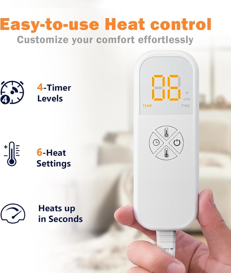 Heating Pad for Back & Neck Pain Relief - 6 Heat Settings