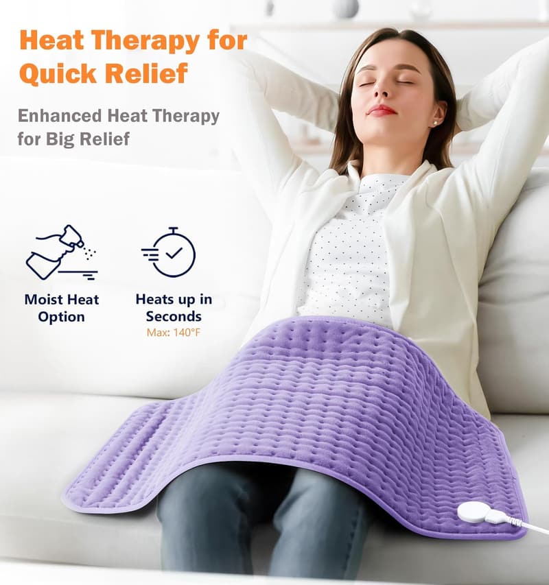 Heating Pad for Back & Neck Pain Relief - 6 Heat Settings