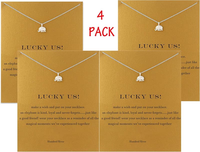 Friendship Necklace Set: Clover, Unicorn & Elephant Designs