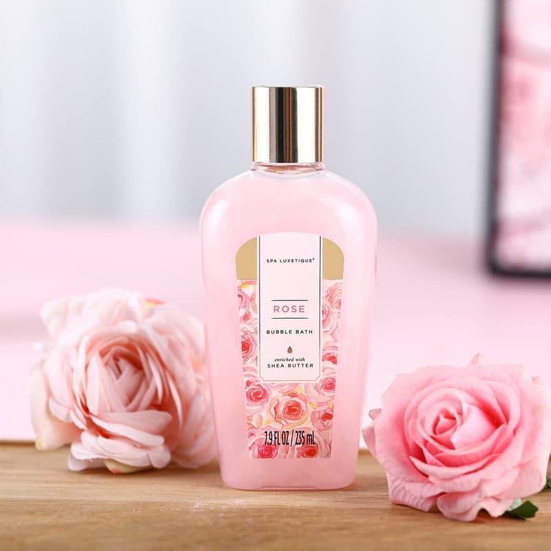 Birthday Spa Gift Set for Women - 8-Pcs Rose Bath Basket