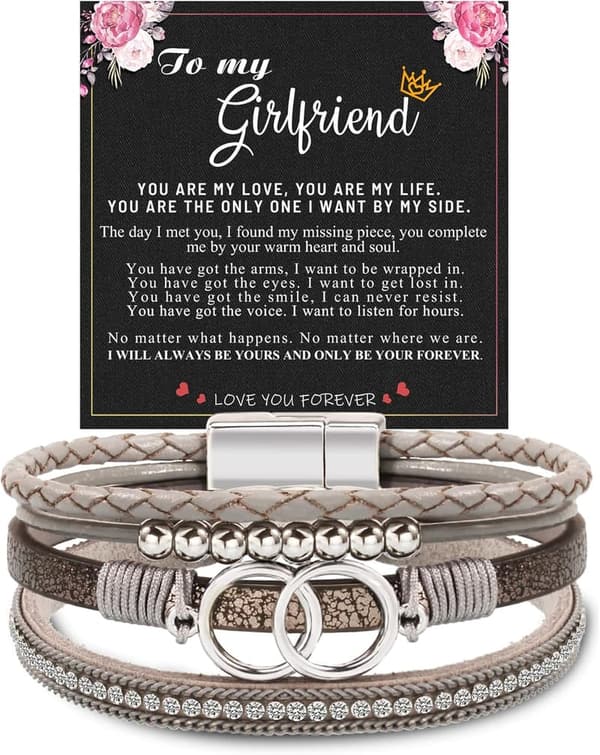 Inspirational Leather Wrap Bracelet for Women - Birthday & Mother's Day